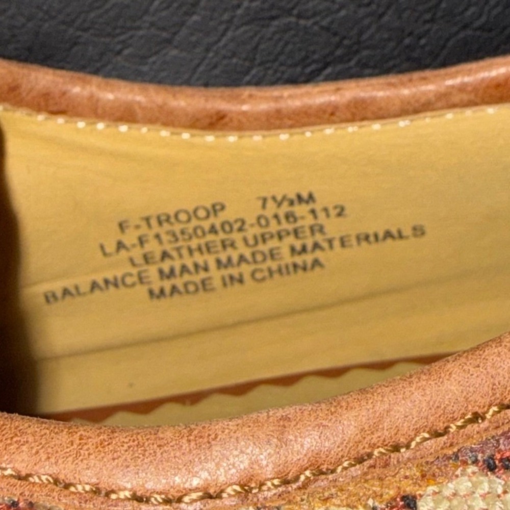 Latigo F-Troop Leather Tapestry Monk Strap Loafers Cognac Brown 7.5M - Picture 9 of 11